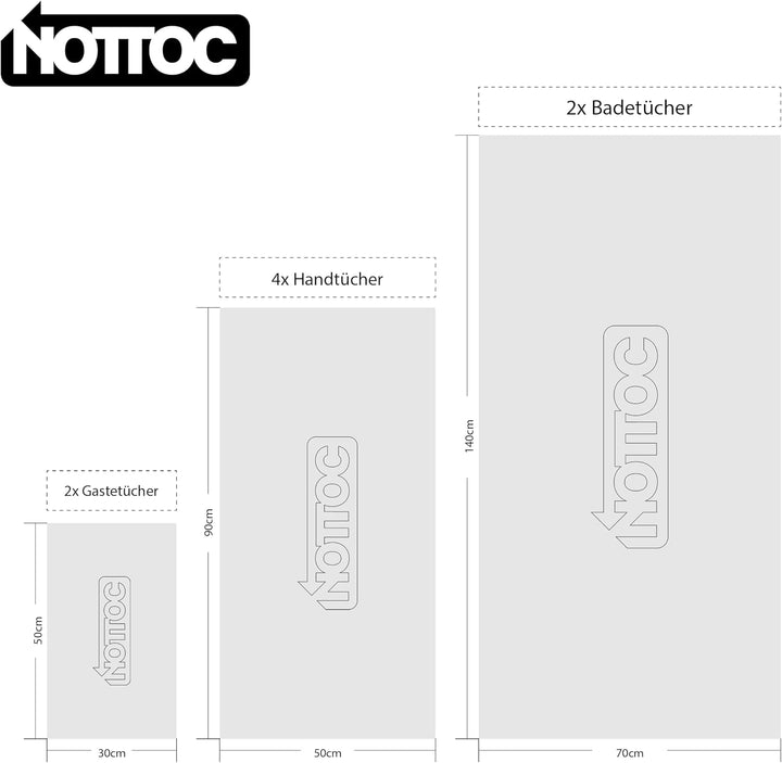 nottoc Handtücher Set Beige Sand 8-TLG / 2 Badetücher 70x140 + 4 Handtücher 50x90 + 2 Gästehandtüche