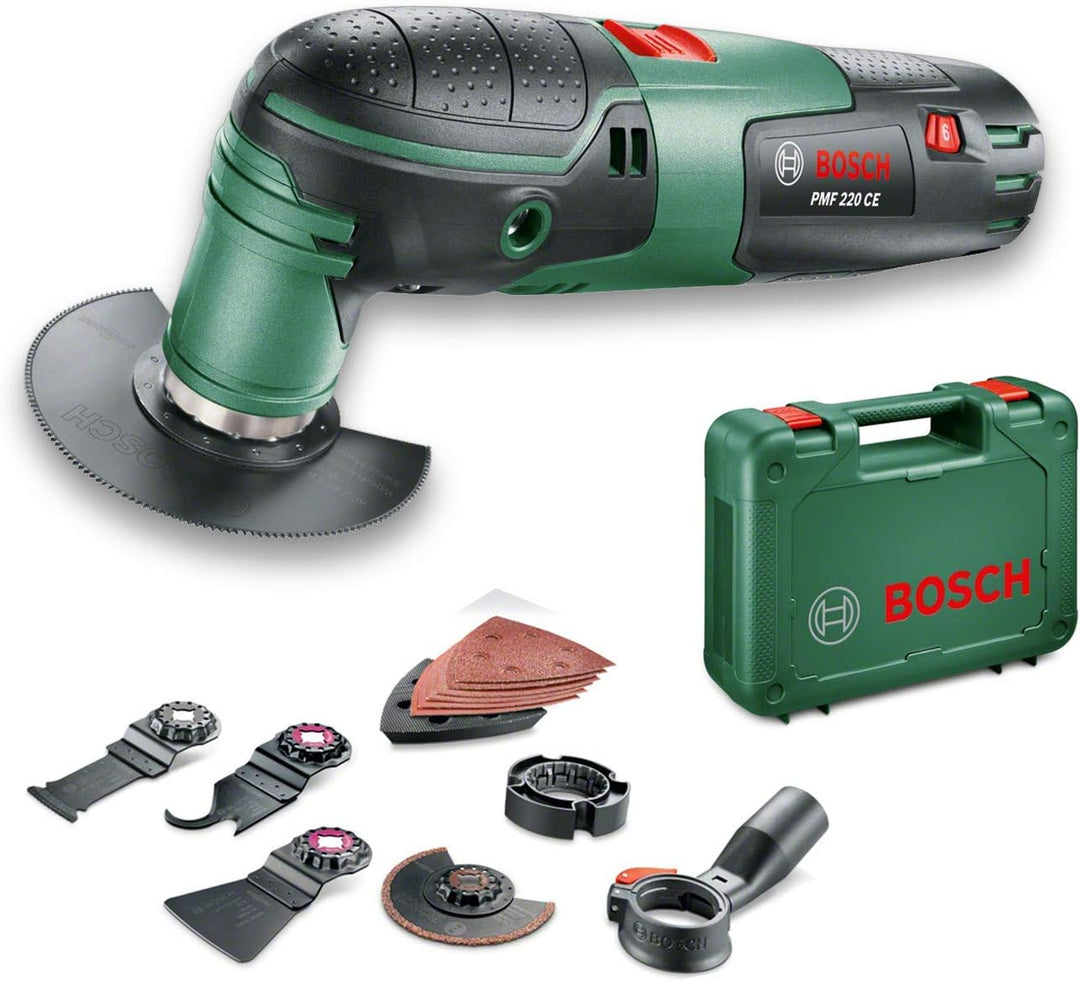 Bosch Multifunktionswerkzeug PMF 220 CE Set (220 Watt, im Koffer) & 25tlg. Schleifblatt-Set verschie