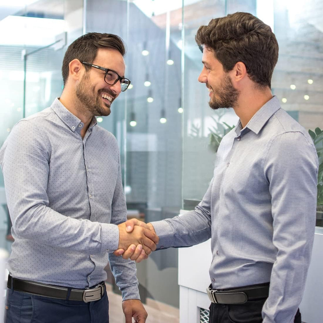 Chaberlu Automatik gürtel herren 2 Stücke, Ledergürtel Ratsche Automatikschliesse Business Anzug Gür