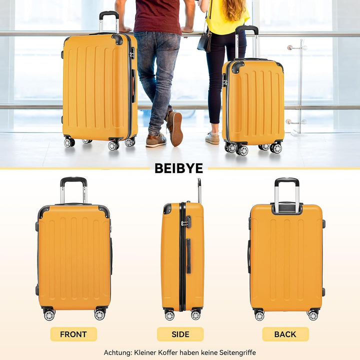 BEIBYE- Hartschalenkoffer Koffer Trolley Rollkoffer Reisekoffer Zahlenschloss 4 Zwilings-Rollen (Ora