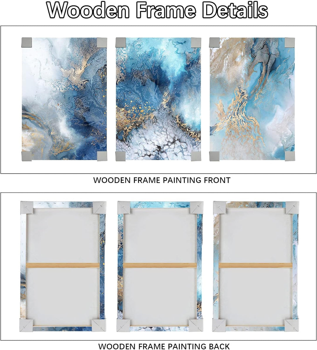 3 Pcs Mit Rahmen Goldgrüner Ozean Leinwand Bilder Krachende Wellen Bild auf Leinwand Malerei Poster