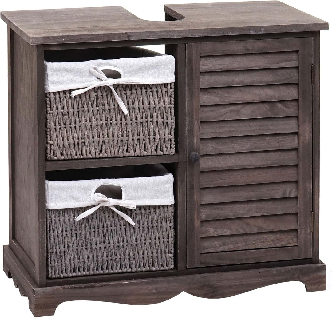 Mendler Waschbeckenunterschrank HWC-H20, Badezimmer Waschtisch, Massiv-Holz Korb-Schublade 60x65x31c