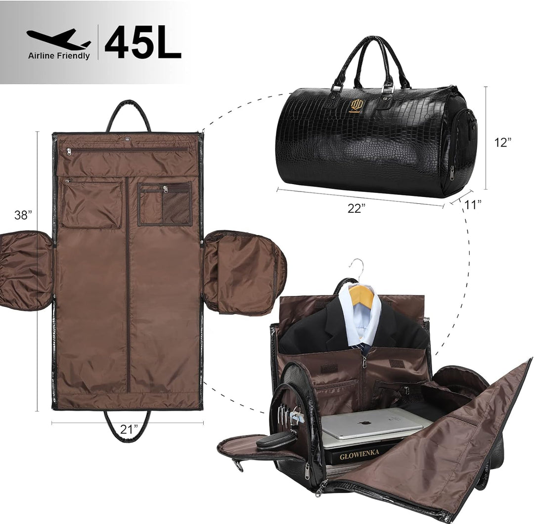 Modoker Umwandelbarer Kleidersack aus Leder, anthrazit/schwarz, Einheitsgrösse, Umwandelbarer Kleide