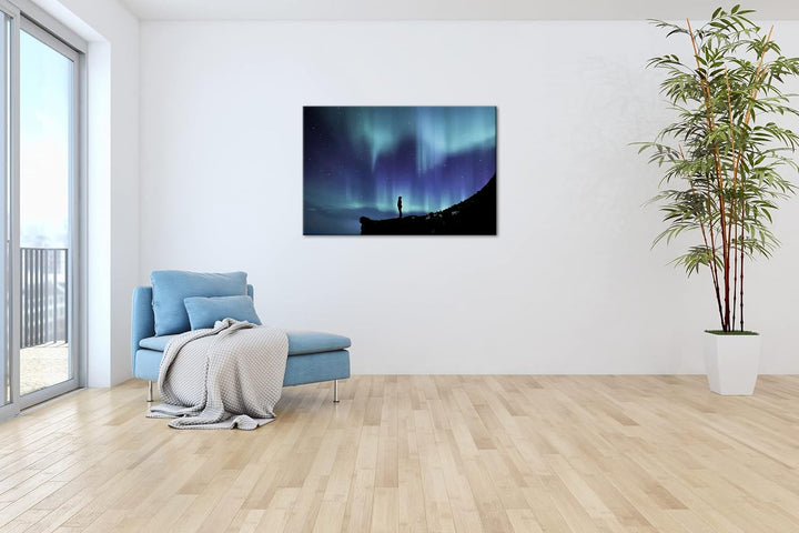 deyoli sagenhafte Polarlichter Format: 60x40 cm als Leinwandbild, Motiv fertig gerahmt auf Echtholzr