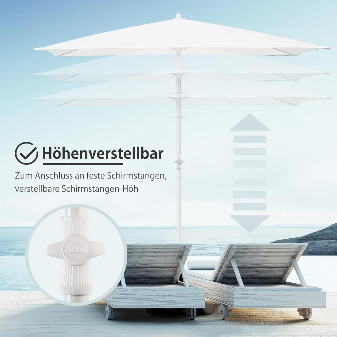 Sekey 180 × 125 cm Sonnenschirm mit Schutzhülle, Balkonschirm Gartenschirm Terrassenschirm, Sonnensc