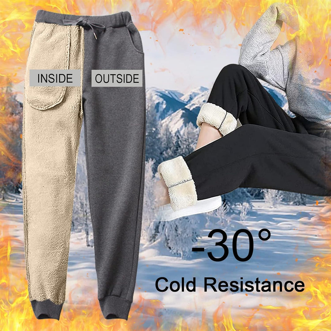 CheChury Jogginghose Damen Winter Warm Thermohose Sherpa Innenfutter Sweathose Gefüttert Sport Hosen
