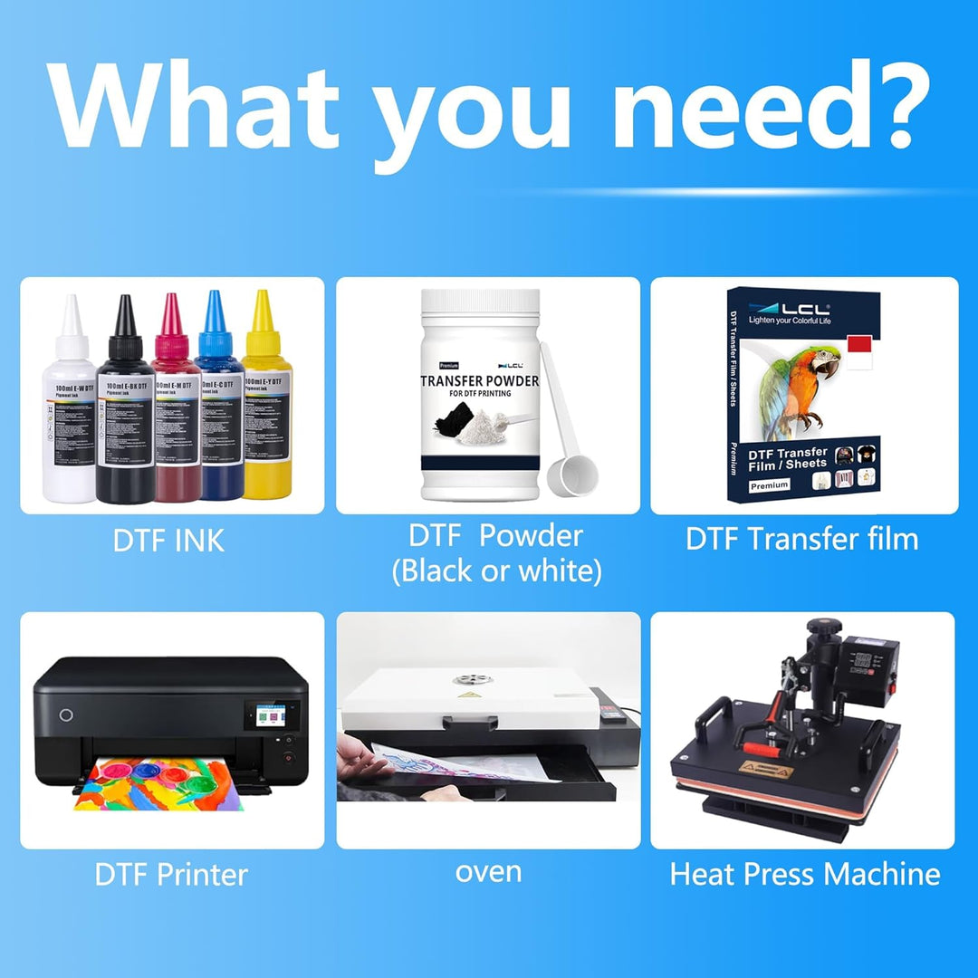 LCL DTF Pulver Schwarz, 500 g/17,6 oz, Digital Transfer Schwarz Klebepulver für Schwarze oder dunkel