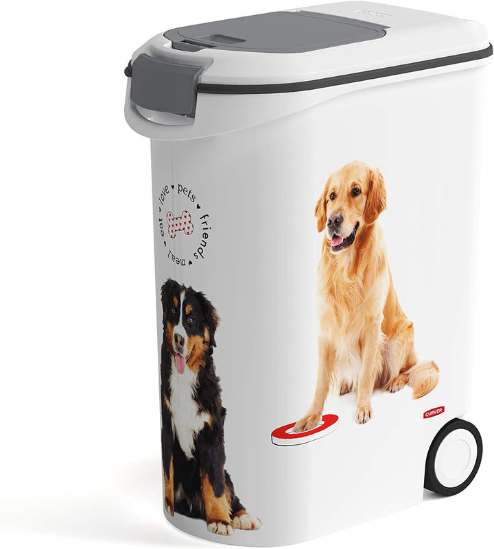 Curver Futter-Container 20kg I 54L, weiss/grau/Love Pets Hunde, 49,3 x 27,8 x 60,5 cm, 241093 Hund 2