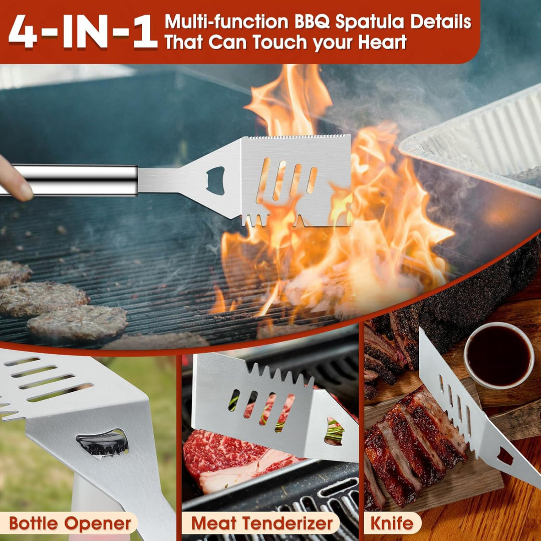 DRAGON RIOT Grillbesteck Set aus Edelstahl, 18 Stücke Grillset für Männer Geschenk, Premium Grillzub