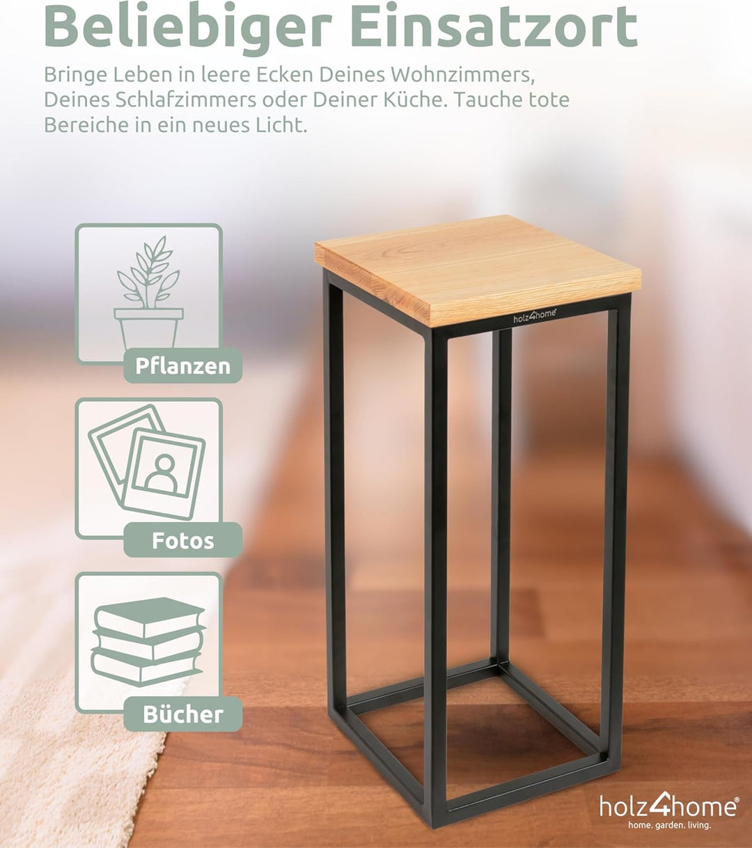 holz4home® Dekoständer aus massiv Eichenholz I Blumenständer Natur Geölt I Höhe: 50 cm I Dekosäule m