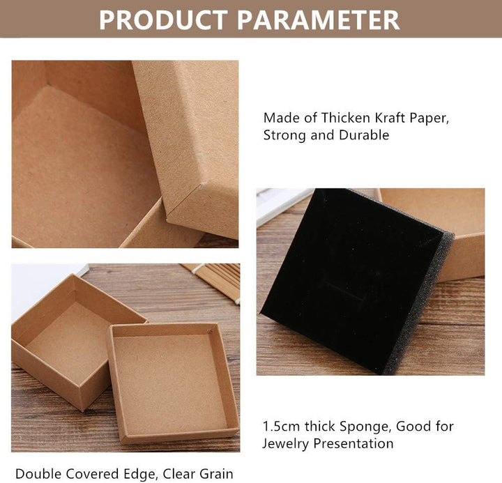 BENECREAT 12 Pack Halskette Ring Box 18x12,5x3cm Kraft Brown Rechteck Karton Schmuckschatullen Gross