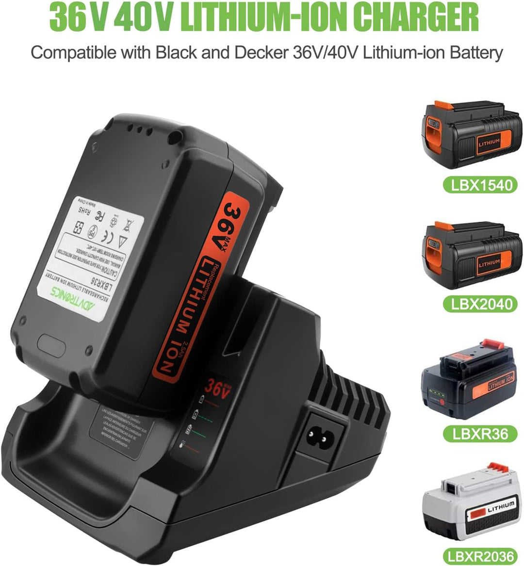 ADVTRONICS LCS36 / LCS40 Ladegerät BDC2A36 LCS36 LCS40 für 36V Akku BL2536 BL20362 LBX2040 LBX36 LBX