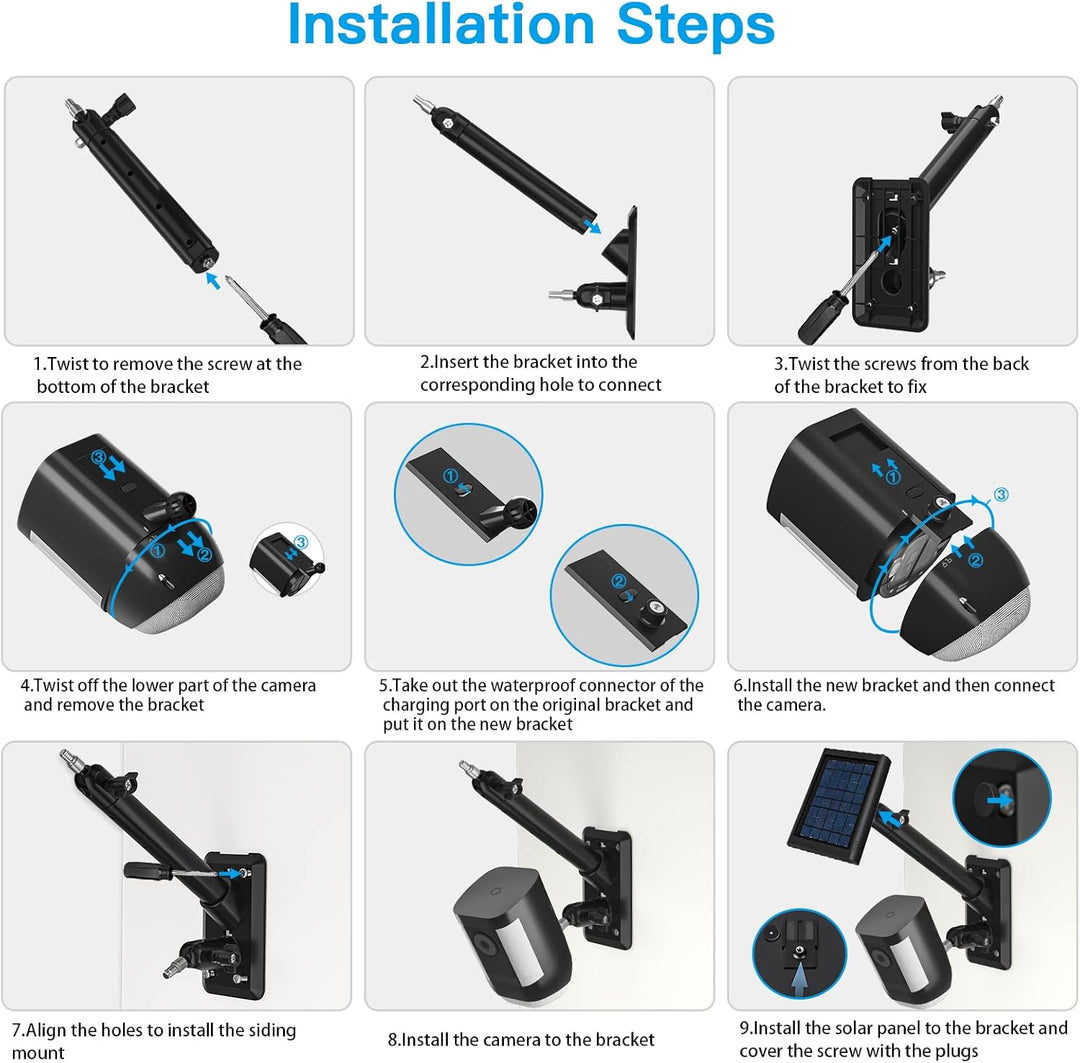 HOLACA 2 in 1 Halterung für Ring Solarpanel, Spotlight Cam/Pro und Stick Up Cam Battery Zubehör zur