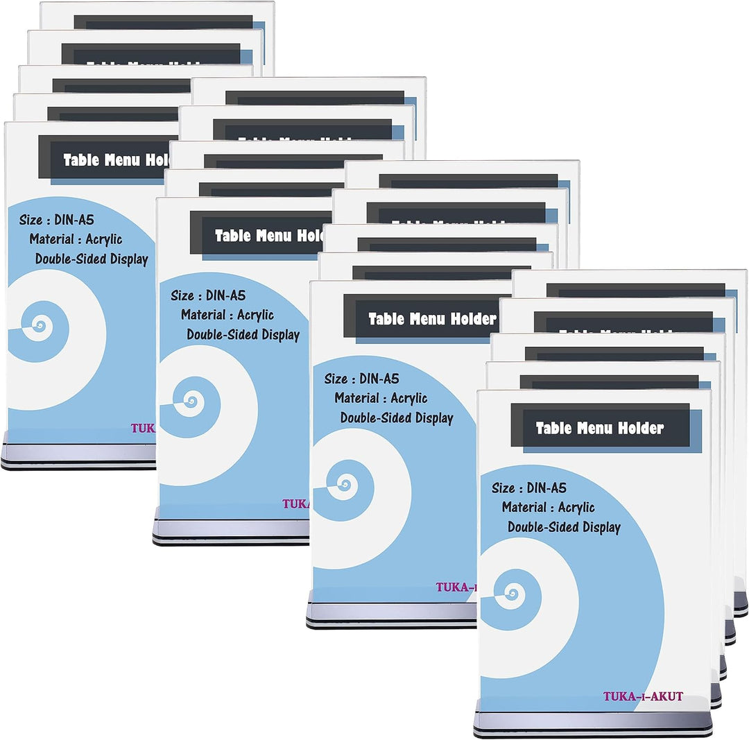 TUKA 20er Tischaufsteller A5 Hochformat mit Sockelboden, Acryl Werbeaufsteller Tischständer Doppelse