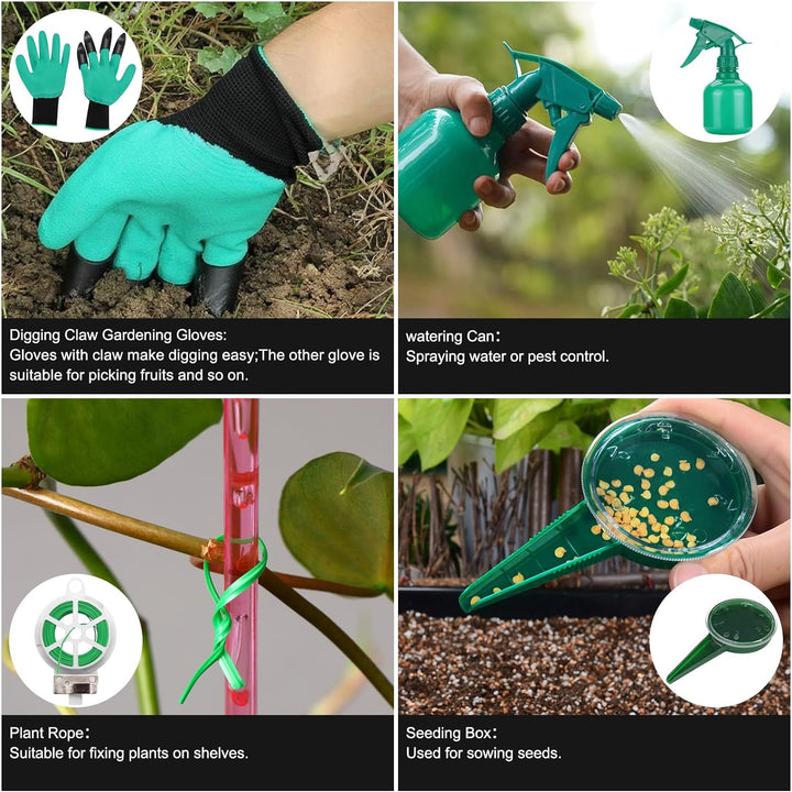 penobon Gartenwerkzeug Set, 13 Stück Edelstahl Gartengeräte Set mit Aufbewahrungstasche, Geschenke f