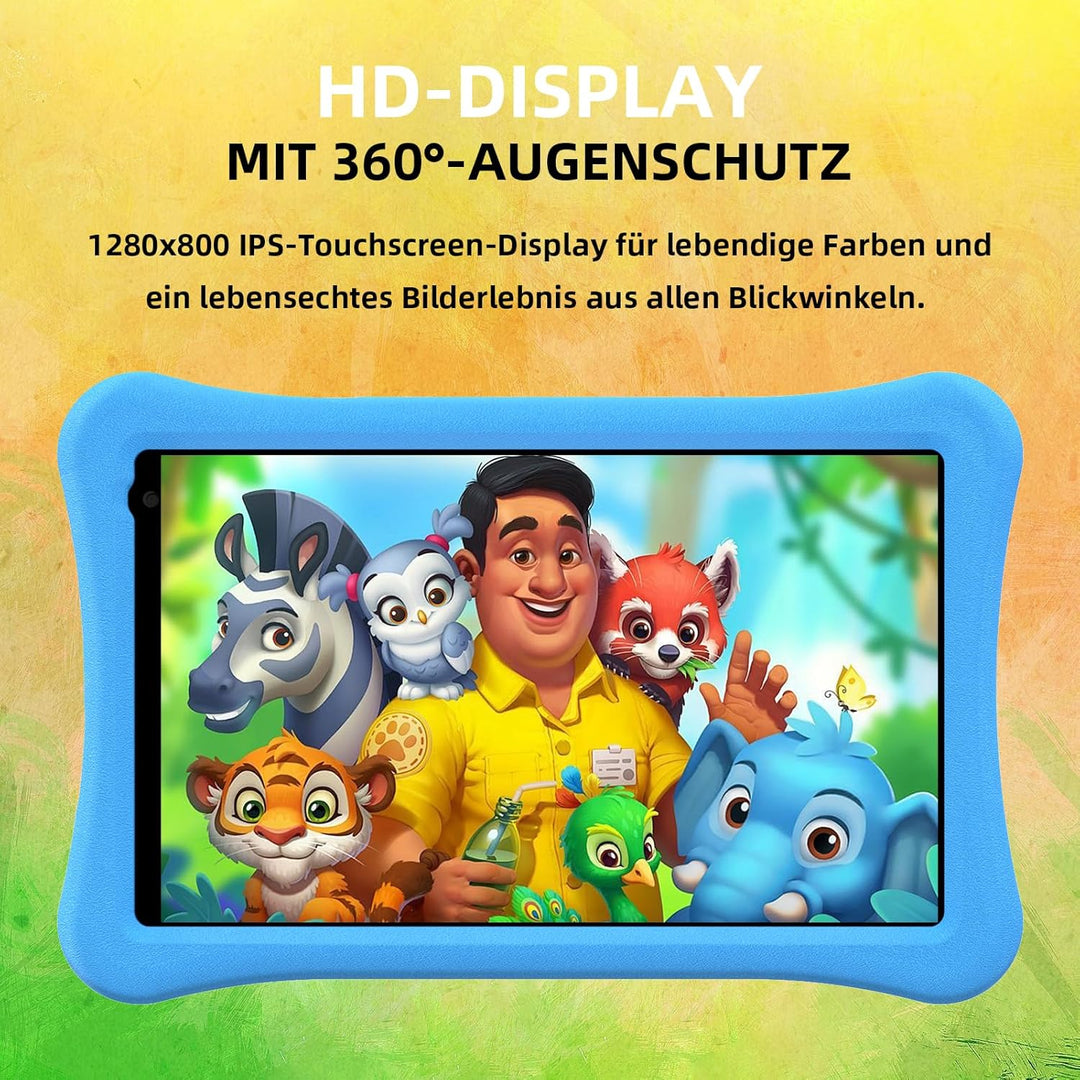 AWOW Kinder Tablet 10 Zoll Android 15 mit 8 GB RAM+64GB ROM(TF 1TB), 6000mAh, Wi-Fi 6 2.4G/5G, Octa-