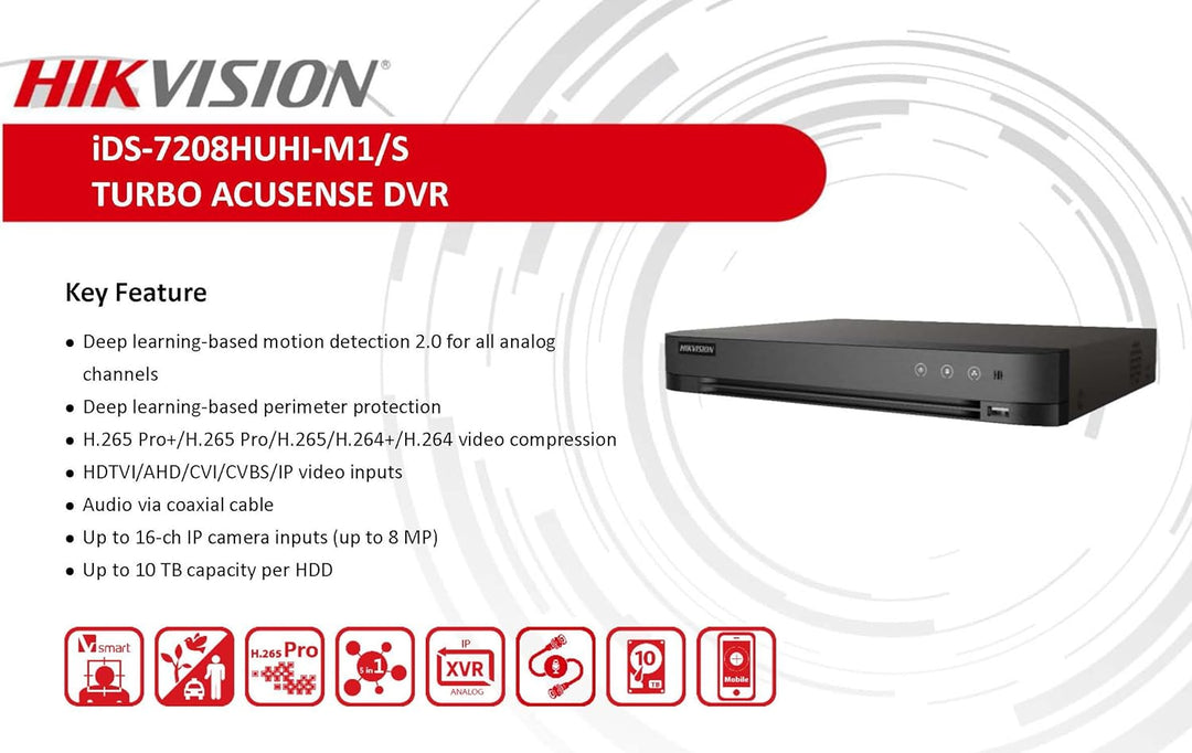 Hikvision iDS-7208HUHI-M1/S(STD)(C)/4A+8/4ALM, professionelle Aufzeichnungsgeräte