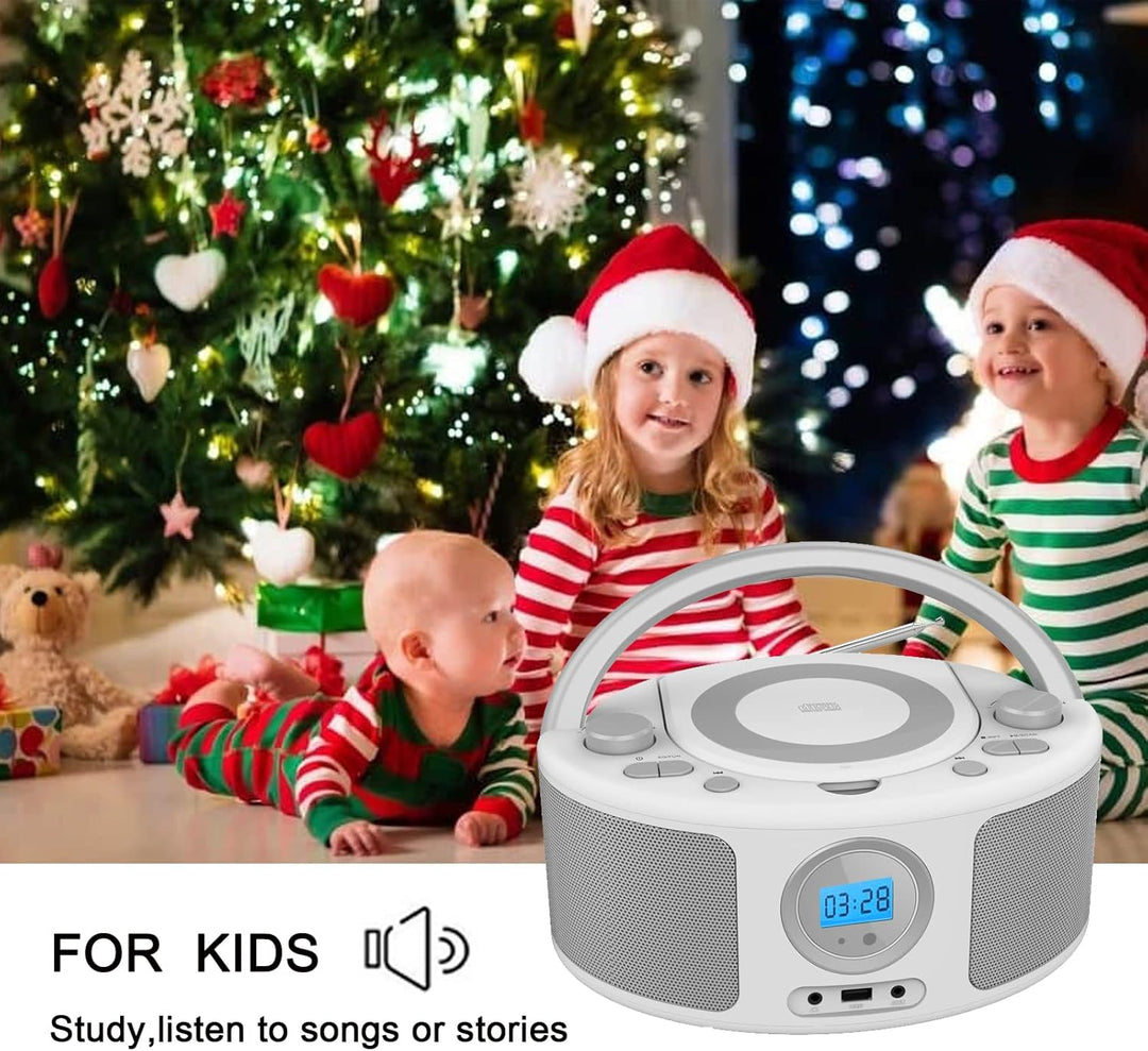 WISCENT Tragbares CD Radio (CD-Player, Boomboxen, UKW Radio, USB, Kopfhöreranschluss, AUX-In),CD Spi