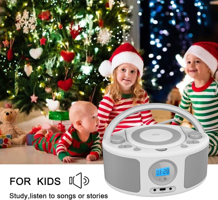 WISCENT Tragbares CD Radio (CD-Player, Boomboxen, UKW Radio, USB, Kopfhöreranschluss, AUX-In),CD Spi