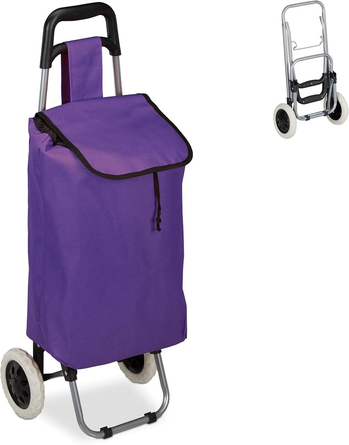 Relaxdays Einkaufstrolley, klappbar, 25 L Einkaufstasche mit Rollen, bis 10 kg belastbar, HBT: 91 x