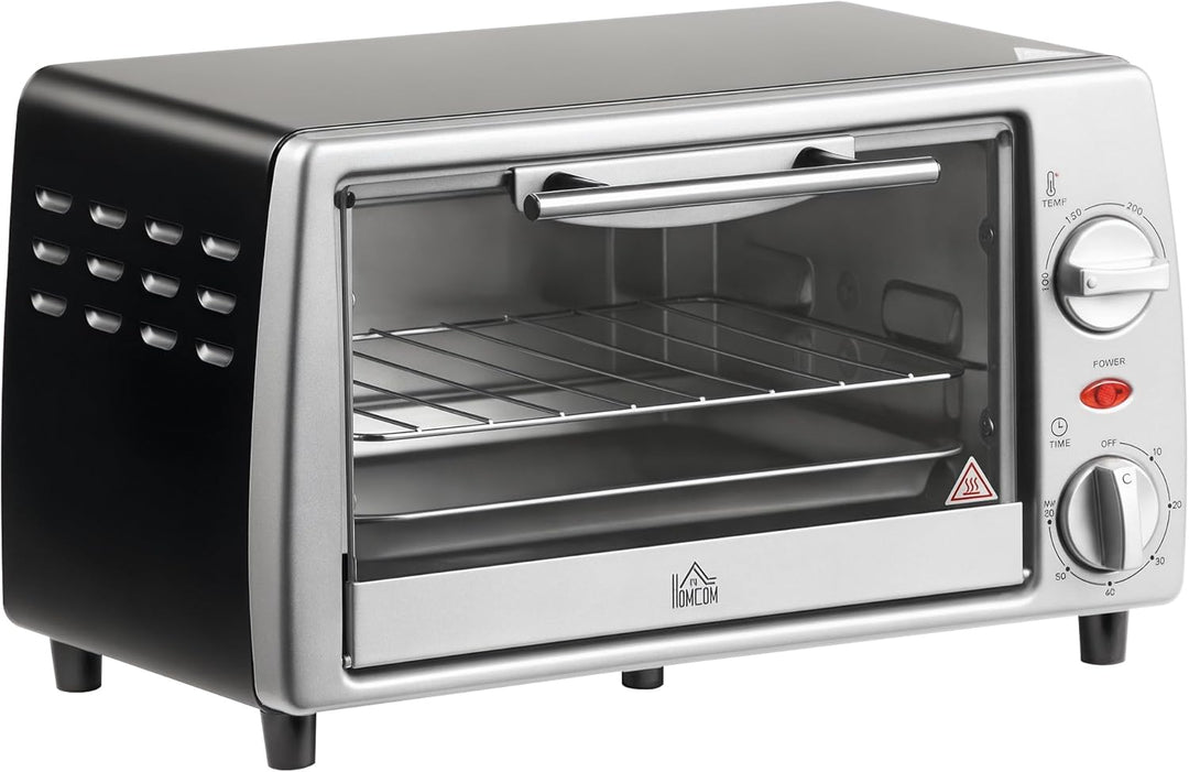 HOMCOM Mini Backofen 10 Liter 750W Kleiner Elektrobackofen mit Temperatur bis zu 230 ℃ Timer 60 Minu