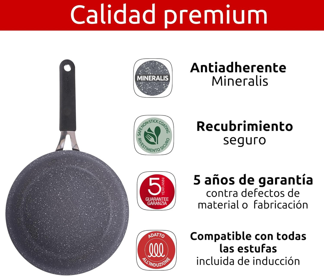 Lagostina Tempra Mineral Antihaft-Pfanne aus Stahl und Aluminium mit Mineralien-Beschichtung + Ø 20