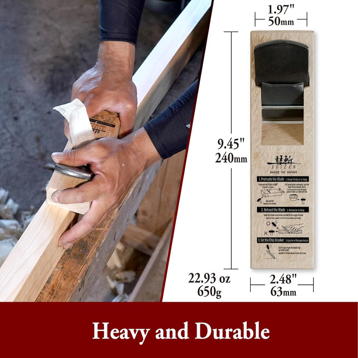 SUIZAN Japanisch Handhobel Kanna 50mm Hand Plane Holzhobel Blockhobel für Holzwerkzeuge, 50mm