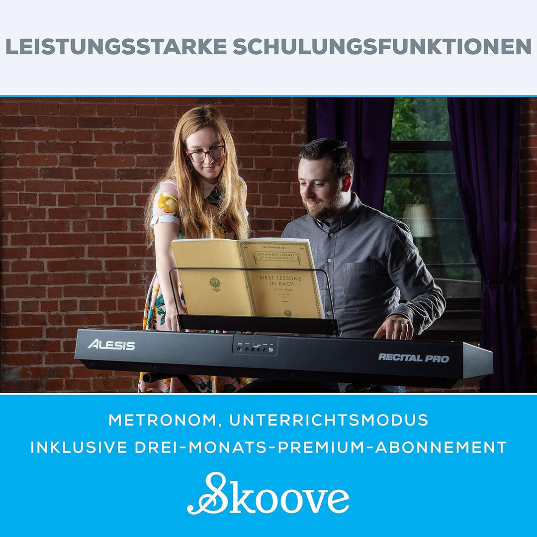 Alesis Recital PRO - Digital Piano/Keyboard mit 88 Hammer Action Keys, 12 Premium Klängen, Kopfhörer