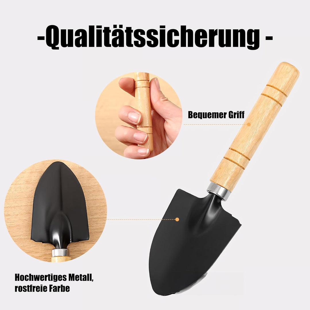 Mini Gartengeräte 3 Stück Set, 3 Stück Sukkulenten Gartengeräte, Holzgriff Handheld Mini Kelle, Scha