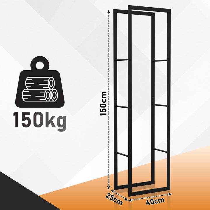 Ikodm kaminholzregal Innen und Aussen, Metall Brennholzregal aussen 40 x 25 x 150CM, Holzstapelhilfe