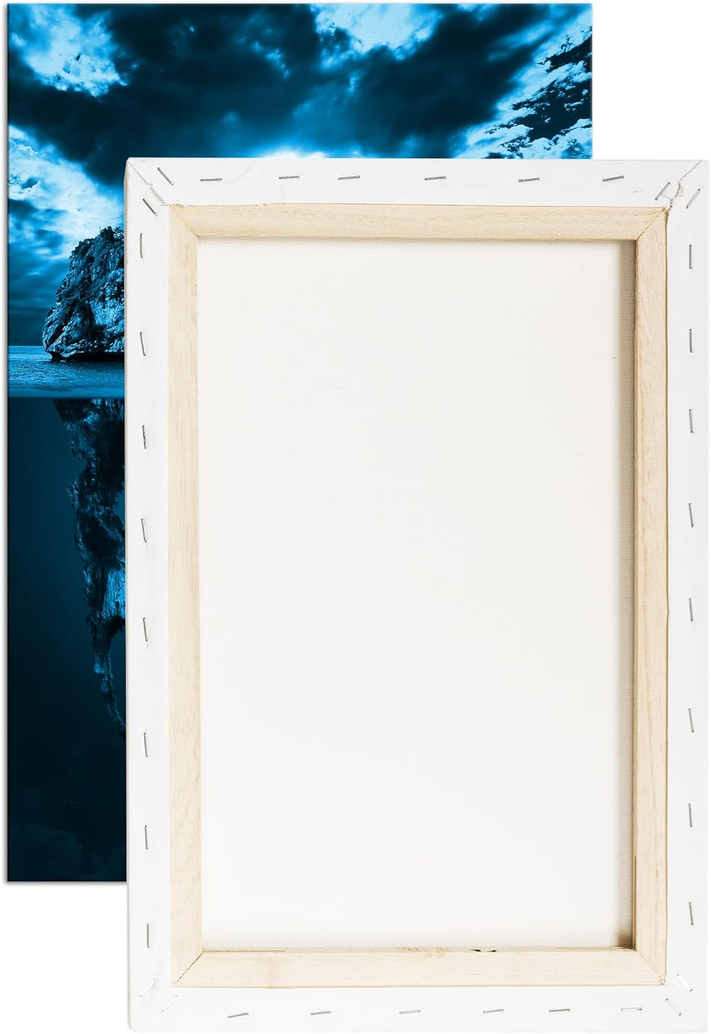 deyoli tropische Totenkopf Insel Format 80x60 Effekt: Monocrome Blau als Leinwandbild, Motiv fertig