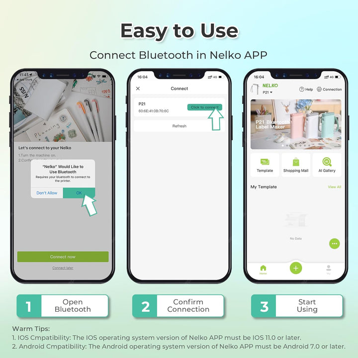 Nelko Etikettendrucker, Bluetooth P21 Selbstklebendes Etikettiergerät Tragbarer beschriftungsgerät s