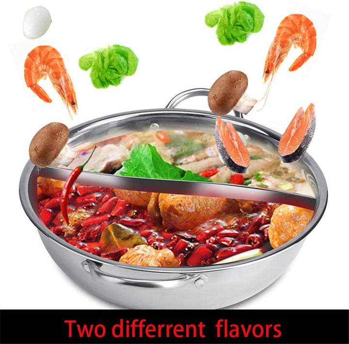 Hot Pot Kocher, 30/32 cm Mandarine Ente Topf Küche Kasserolle Suppe Kochen Werkzeug Edelstahl Dual H