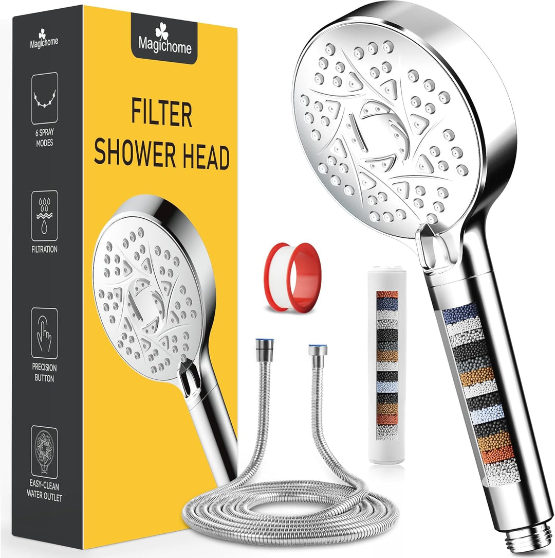 Magichome Hochdruck Duschkopf mit 18-stufiger Filtration, Wassersparender Duschkopf mit Schlauch 2 m