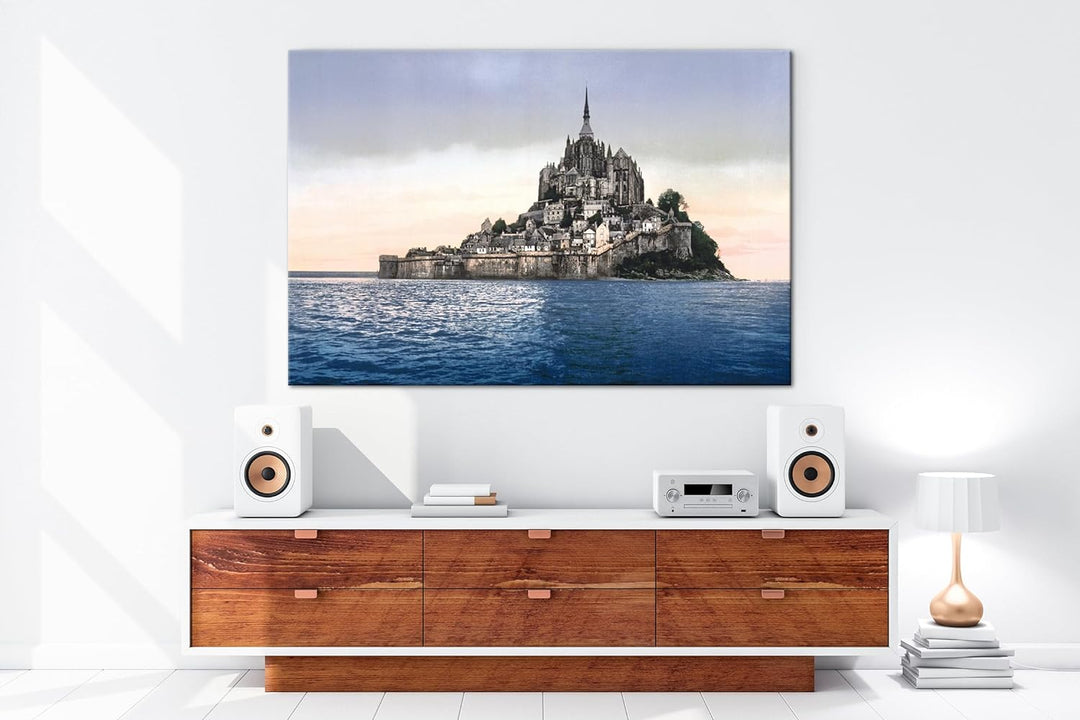 deyoli Küste von Mont St Michel Format: 100x70 als Leinwandbild, Motiv fertig gerahmt auf Echtholzra