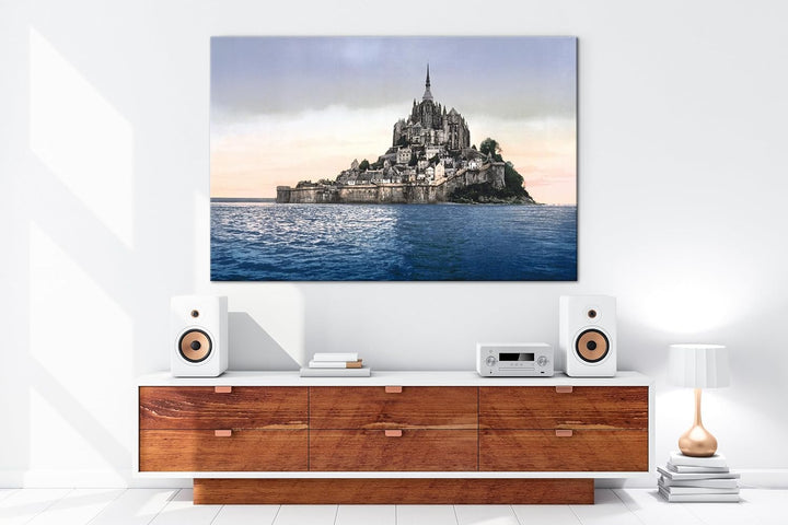 deyoli Küste von Mont St Michel Format: 100x70 als Leinwandbild, Motiv fertig gerahmt auf Echtholzra