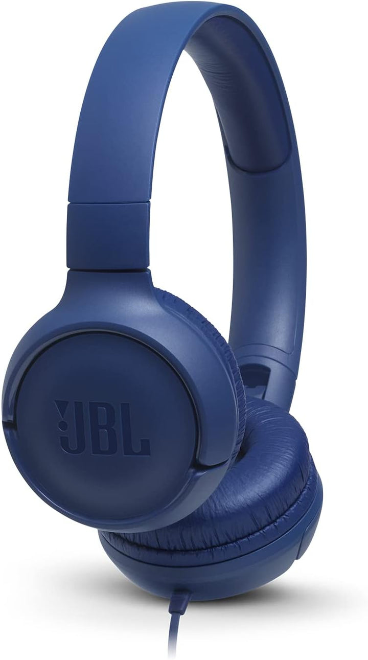 JBL Tune 500 On-Ear Kopfhörer mit Kabel in Blau – Ohrhörer mit 1-Tasten-Fernbedienung, integriertem