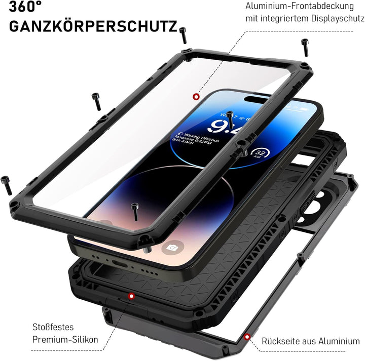 Beeasy für iPhone 14 Pro Wasserdicht Outdoor Hülle (6,1"), Stossfest Panzerhülle Militär 360 Grad Sc