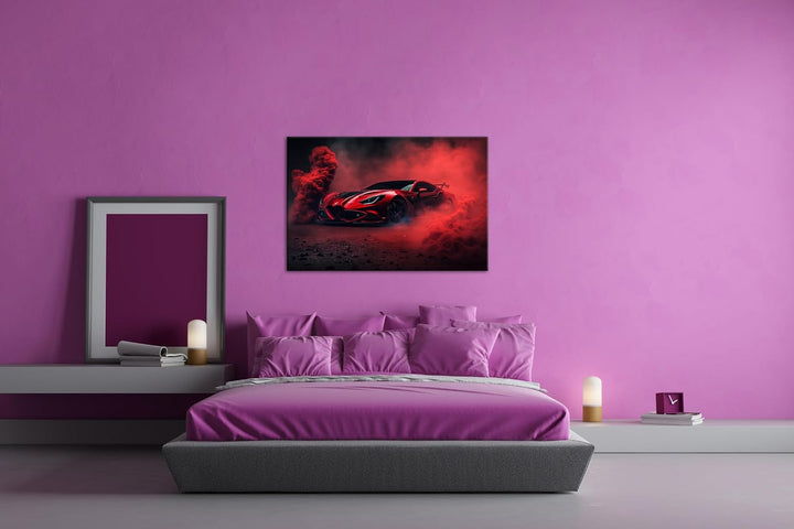 deyoli luxuriöser roter Lamborghini Format: 60x40 als Leinwand, Motiv fertig gerahmt auf Echtholzrah