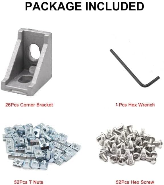 26 Stück Aluwinkel 20x20 Nut 6 Aluwinkel für Aluprofil 20x20 von iMetrx, 2028 Silber