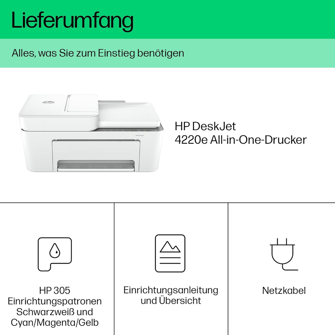 HP DeskJet 4220e Multifunktionsdrucker, 3 Monate gratis drucken mit HP Instant Ink inklusive, HP+, D