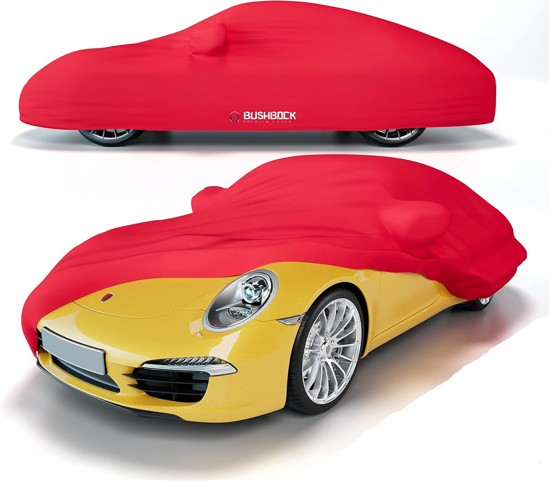 BUSHBOCK® Premium Autoabdeckung Indoor für Porsche o.ä. - Satin Schutzhülle Stoff - Abdeckplane Auto