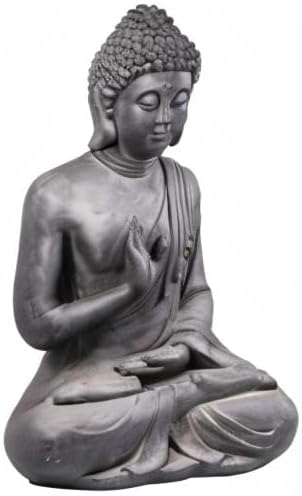 Figur Buddha sitzend mt Handgeste - für Haus und Garten - Höhe 73 cm - schwarz