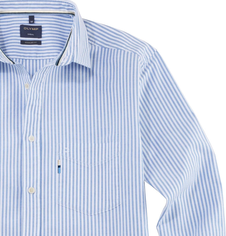 OLYMP Herren Freizeithemd Langarm Casual,Gestreift,Regular fit,Kent-Kragen,bleu XXL Bleu 11, XXL Ble