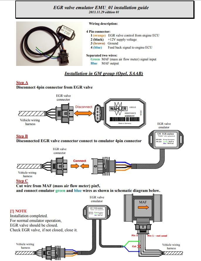TBVPARTS AGR-VENTIL-ABBRECHEN EMULATOR WAHLER 7375D MIT ELEKTRISCHER STEUERUNG 2.0 / 2.2 DTI ABBRECH