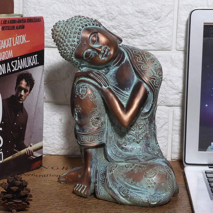 Schlafender Buddha Figur, 23x17x12.5 Dekoartikel Buddha Blau Buddha Figur Klein Garten Frostfest Bud