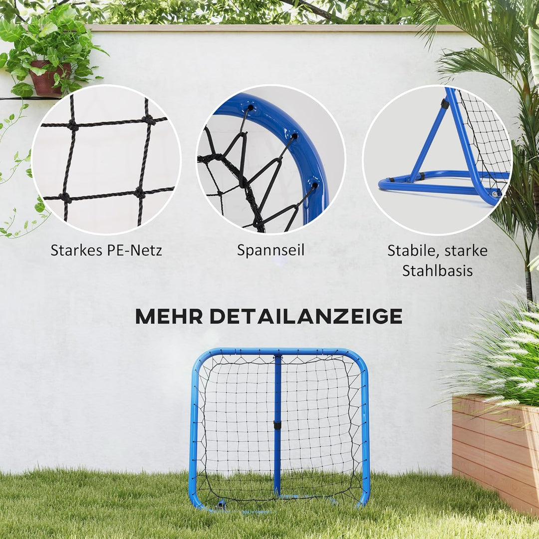 HOMCOM Rebounder für Fussball, klappbar Fussball Rebounder 63 x 63 cm Verstellbar Fussballtor Kicker