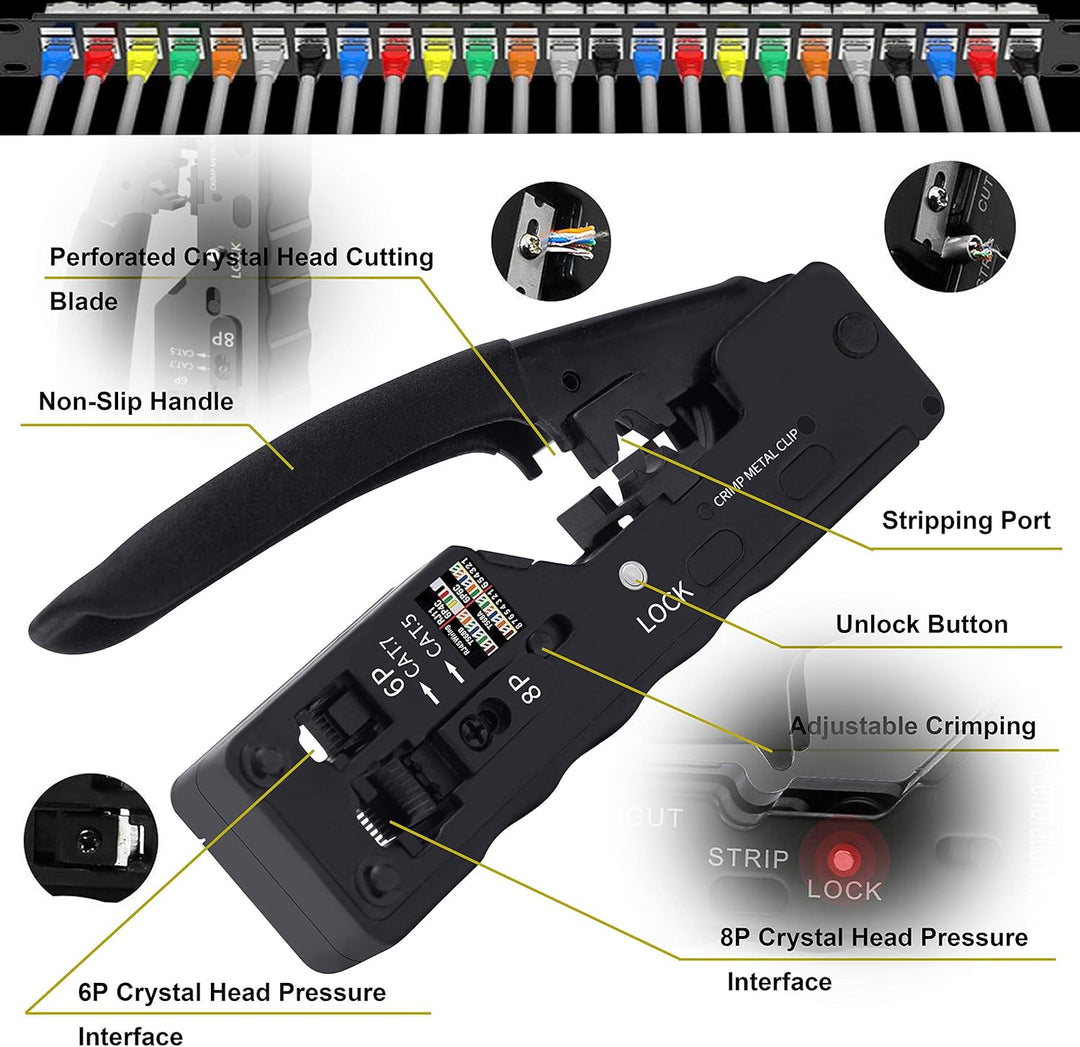 MAYLINEE Crimpstecker CAT5 CAT6 Netzwerk Werkzeug Set Crimpdraht Reparatur Kabel tester Kit für Patc
