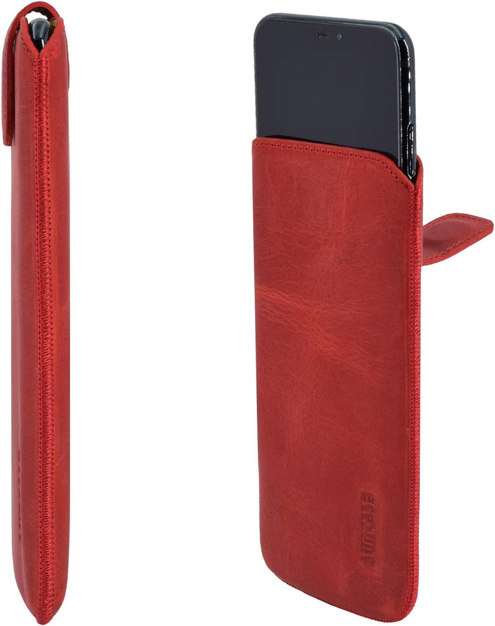 Suncase ECHT Ledertasche Leder Etui *Slim-Edition* für Swissvoice G50 Leder Hülle Handytasche (mit R