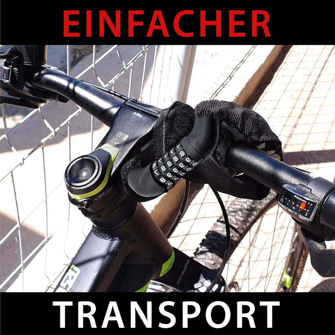 KRASER KR610 Fahrradschloss Fahrrad Kettenschloss Zahlenschloss Schloss 5 Stellen, fahradschloss hoh